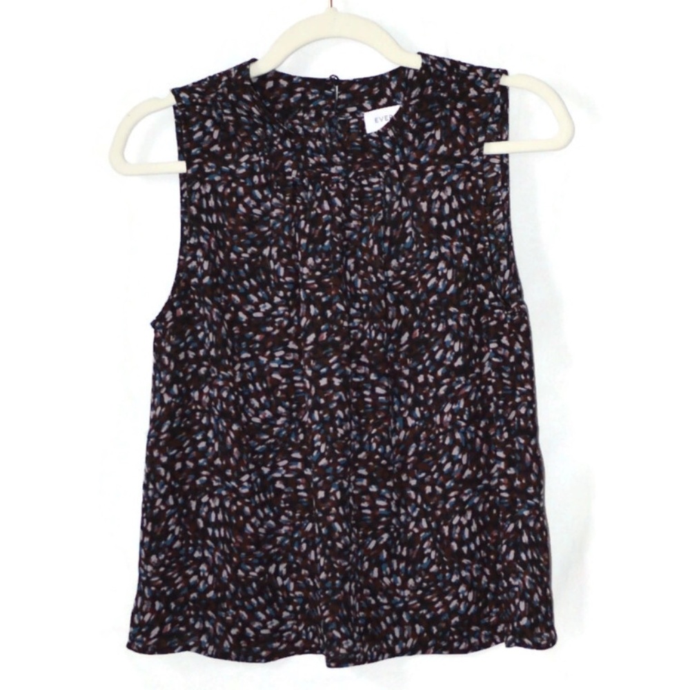 Evereve Sleeveless Blouse XS NWT High Neck Printed Top Pullover New